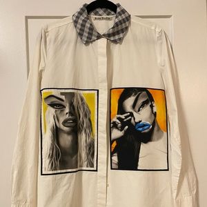 Acne Studios - Crisp White Cotton Button-Down Shirt w artwork - Size EU 38